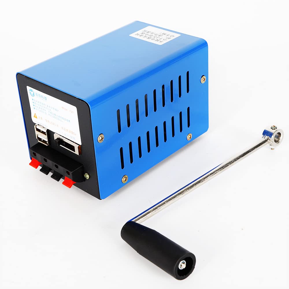 Generador de manivela de 20 W, cargador portátil de alto rendimiento, carga USB portátil, salida de voltaje de 3 V, 5 V, 6 V, 9 V, 12 V, ajustable, para carga USB al aire libre