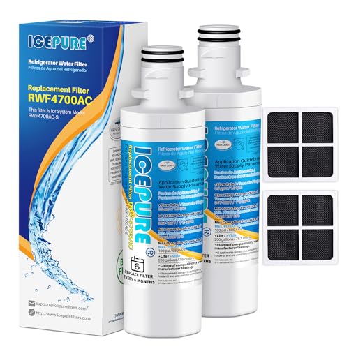 Image of ICEPURE ADQ747935 Replacement for LG LT1000P MDJ64844601, Kenmore Elite 9980, LT1000P/PC/PCS, LT1000, ADQ74793501 ADQ74793502 ADQ74793504 Refrigerator Water and LT120F ADQ73334008 Air Filter, 2Combo
