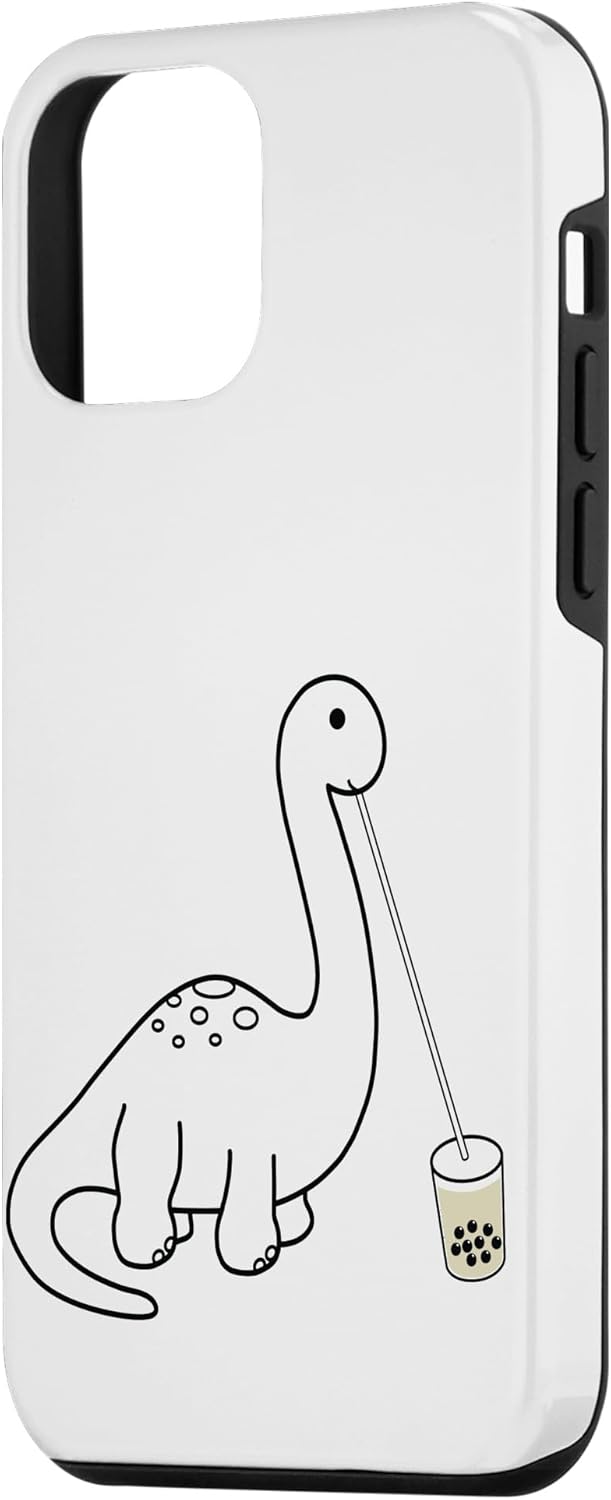 iPhone 12 mini Dino Brontosaur Drinking Boba Milk Tea Case