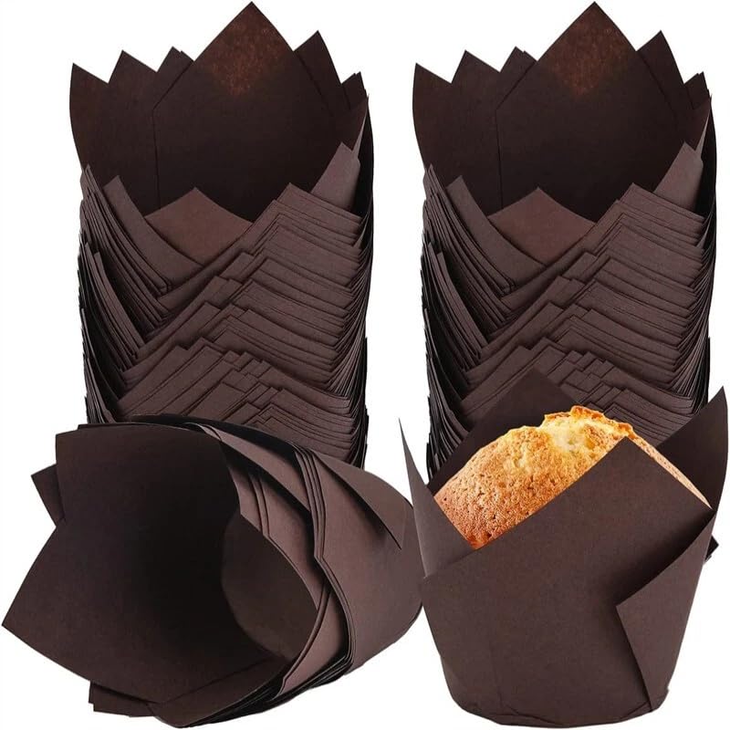 Tulip Muffin Cases for Baking โ 50 Pack Cupcake Wrappers, Standard Size Cake Cups for Weddings, Parties, Birthdays & Events โ Easy to Use & Remove
