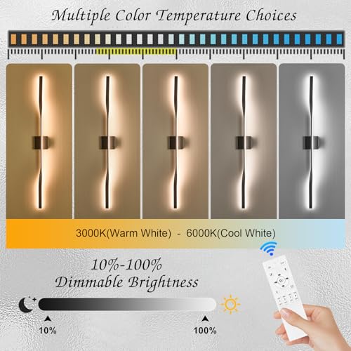 AIRYPHANT 48” Long Bathroom Vanity Light, Hardwired Black Wall Mount Lighting LED Wall Lamp Wall Light Fixture for Living Room Bedroom Entrance Foyer by AIRYPHANT - Used condition - Image 4