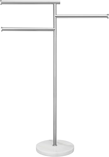 Miniatura 9 de KES Toalleros independientes para soporte de baño, brazos giratorios de 40 pulgadas, 3 toalleros de baño independientes con base de mármol pesada,