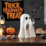 REFUNDONE Halloween Ghost Figurine, Funny Statue Decor, Cute Finger Ghost Ornaments for Home, Garden, Tabletop Halloween Decorations, Christmas