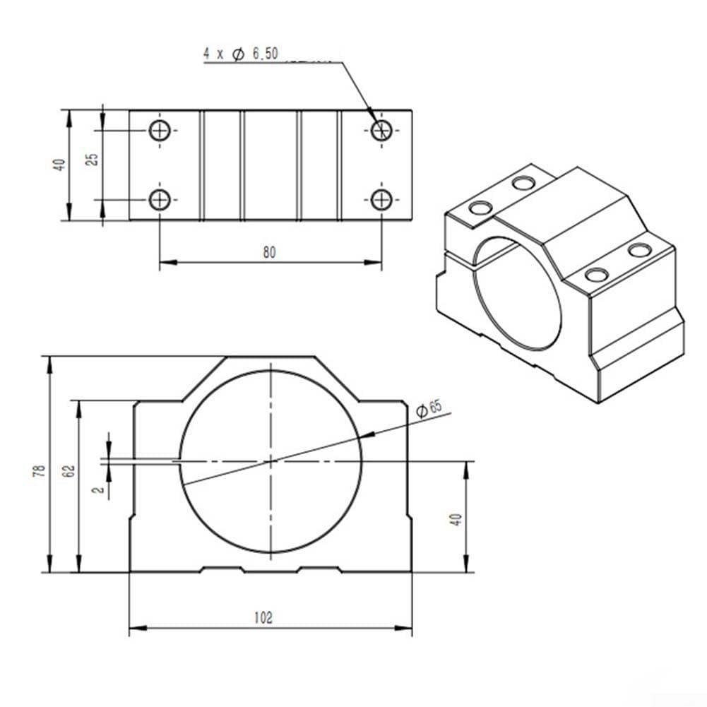 CNC Bracket Fixture DZ65 Aluminum Spindle Clamp Bracket CNC Machine Motor Mount Holder with 4 Pieces M6 Mounting Screws for Milling Router