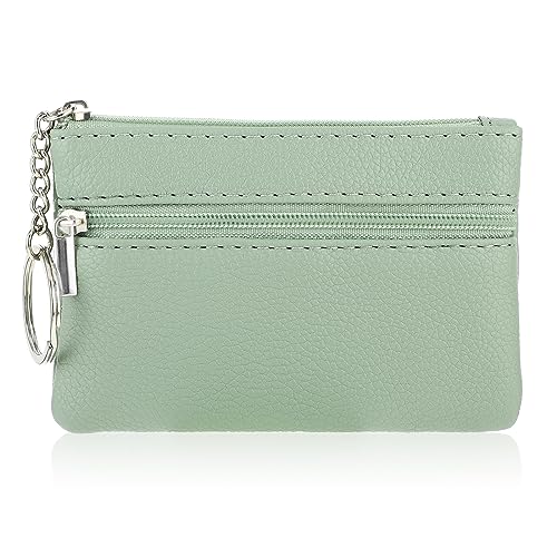 simarro Kleines Portemonnaie Damen Mini, Leder Mini Geldbörse Damen Klein Mini Portemonnaie Damen Münzbeutel Portemonnaie PU Geldbeutel Coin Purse Wallet mit Schlüsselanhänger(Grün)