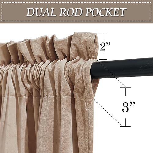 Image of RYB HOME 72 inches Velvet Curtains for Nursery, Rod Pocket Thermal Insulated Soft Silky Touch Window Treatment for Study Room Dorm, W 52 x L 84 inches, Blush, 2 Panels Set