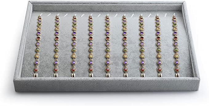 Image of 20 Hooks Sackcloth Jewelry Tray Necklace /Pendant /Long chain Display Showcase Organizer
