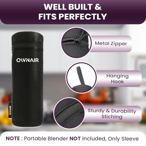 Image of OWNAIR Insulated Sleeve Portable Blender Bag | Durable | Sleek | Functional | for OWNAIR Blender | Blender Not Included | Black