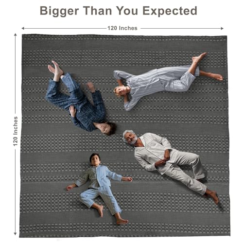 Image of PHF 100% Cotton Waffle Blanket Oversized King 120 inchx120 inch, Lightweight Breathable Extra Large 10'x10' Blankets for Bed, Giant Big Luxury Aesthetic Woven Bedding for Home Decor, Charcoal Grey
