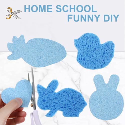 Image of Zhengmy 100 Pieces Sponges Bulk Sponges Kitchen Compressed Sponge Natural Dish Sponge Compressed Wood Pulp Cleaning Without Scratching for Kitchen Bathroom, 3.9 x 2.4 x 0.12 Inch (Blue)
