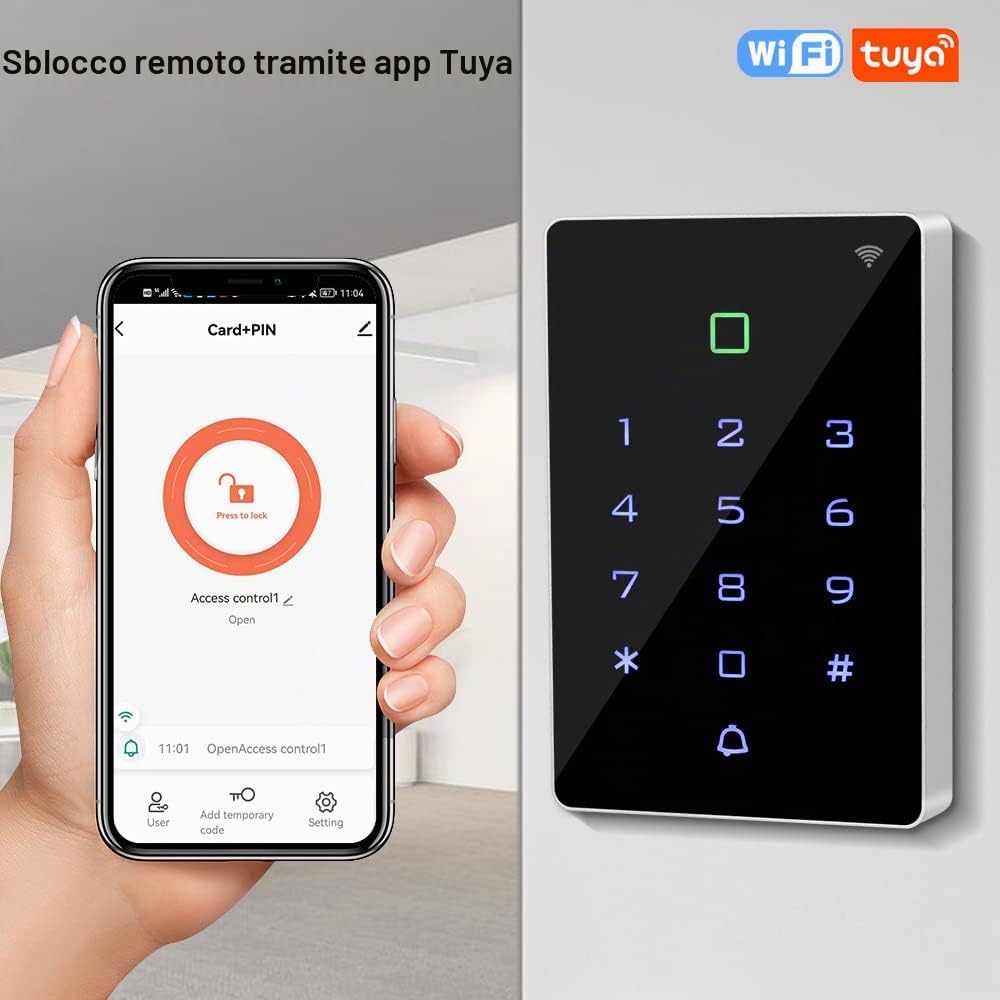 WiFi Tuya RFID Tastiera di Controllo Accessi Wireless IP68 Impermeabile Tastiera Controller di Accesso WG26/34 App Telefono Sistema di Sblocco Password + 10pcs Portachiavi