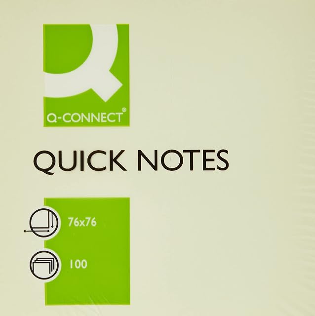 Q Connect KF10502 Quick Note Repositionable Pad - Yellow ,Pack of 12