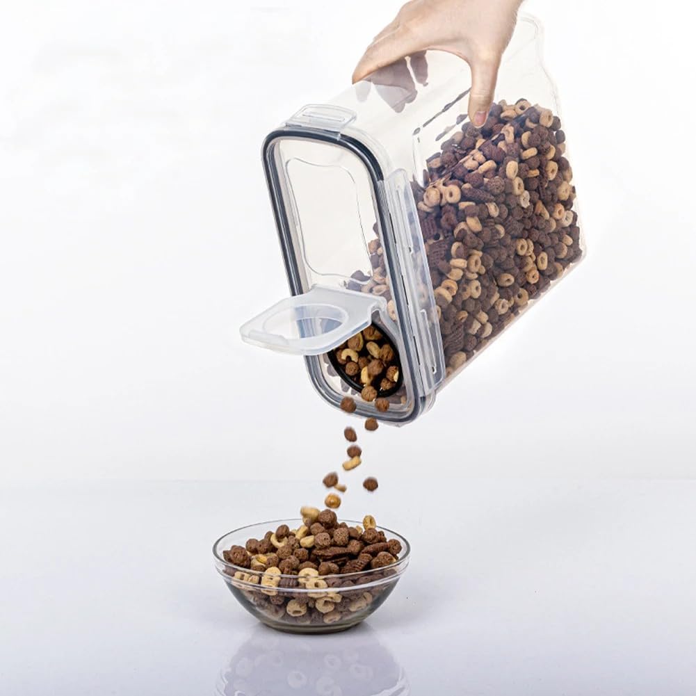 Juego de 4 recipientes de plástico transparente para almacenamiento de alimentos con tapas herméticas (2,5 L)