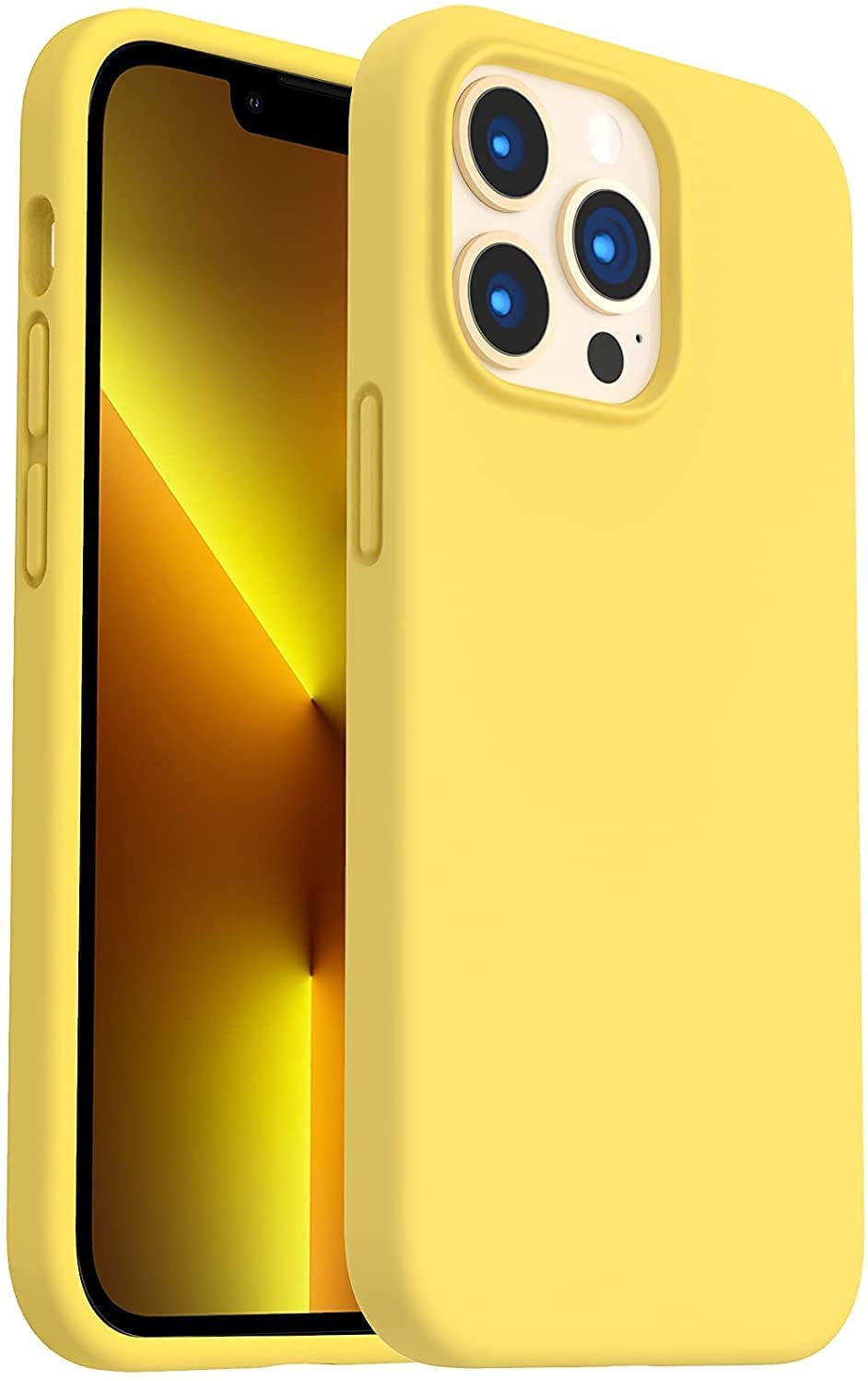 Zege case compatible with iPhone 13 Pro Max, Liquid Silicone Slim Protective Shockproof Phone Case Cover with Anti-Scratch Microfiber Lining (Fresh Yellow)