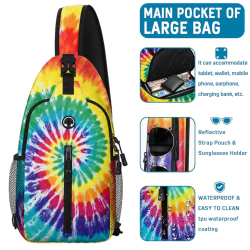 Image of Rainbow Sling Bag For Women Men Small Crossbody Bags Mini Water Resistant Casual Chest Bag Backpack Shoulder Daypack For Travel Hiking