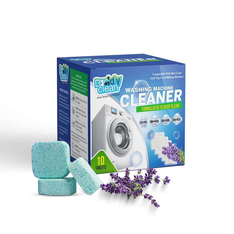DaddyClean Washing Machine Cleaner Tablet, Deep Clean for Top and Front Load Washing Machine, Long lasting Lavender Fragrance to Deodorizes - 10 Tablets (Pack of 5)