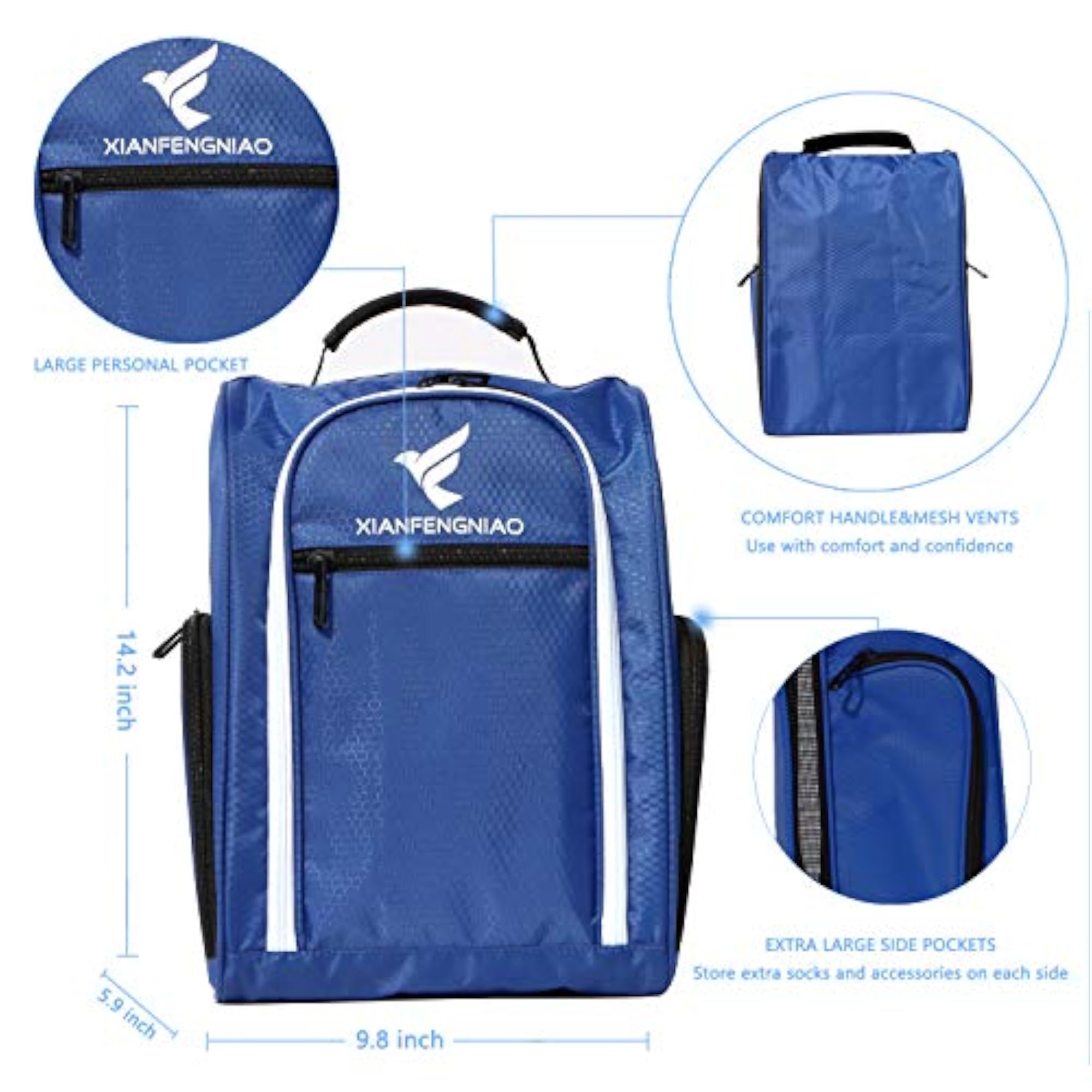 Golf Shoe Bag, Outdoor Zippered Carrier Design