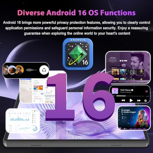 Image of Android Tablet 10 inch, 2026 Android 16 Tablet with Keyboard, 26GB+256GB (2TB Expand), Gemini AI Tablet with 8-Core, 8000mAh, 5G WiFi, Widevine L1, 2 in 1 Tablets PC with Case /Mouse /Stylus-Black Case
