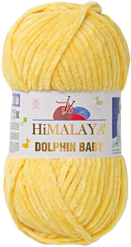 Himalaya Dolphin Baby Yarn Each Skein 100gr 120m Super Bulky Yarn for Knitting&Crocheting Ideal for Cardigans Shawls Blankets Hats and Home Textiles (1, 80313 Yellow) — image 1