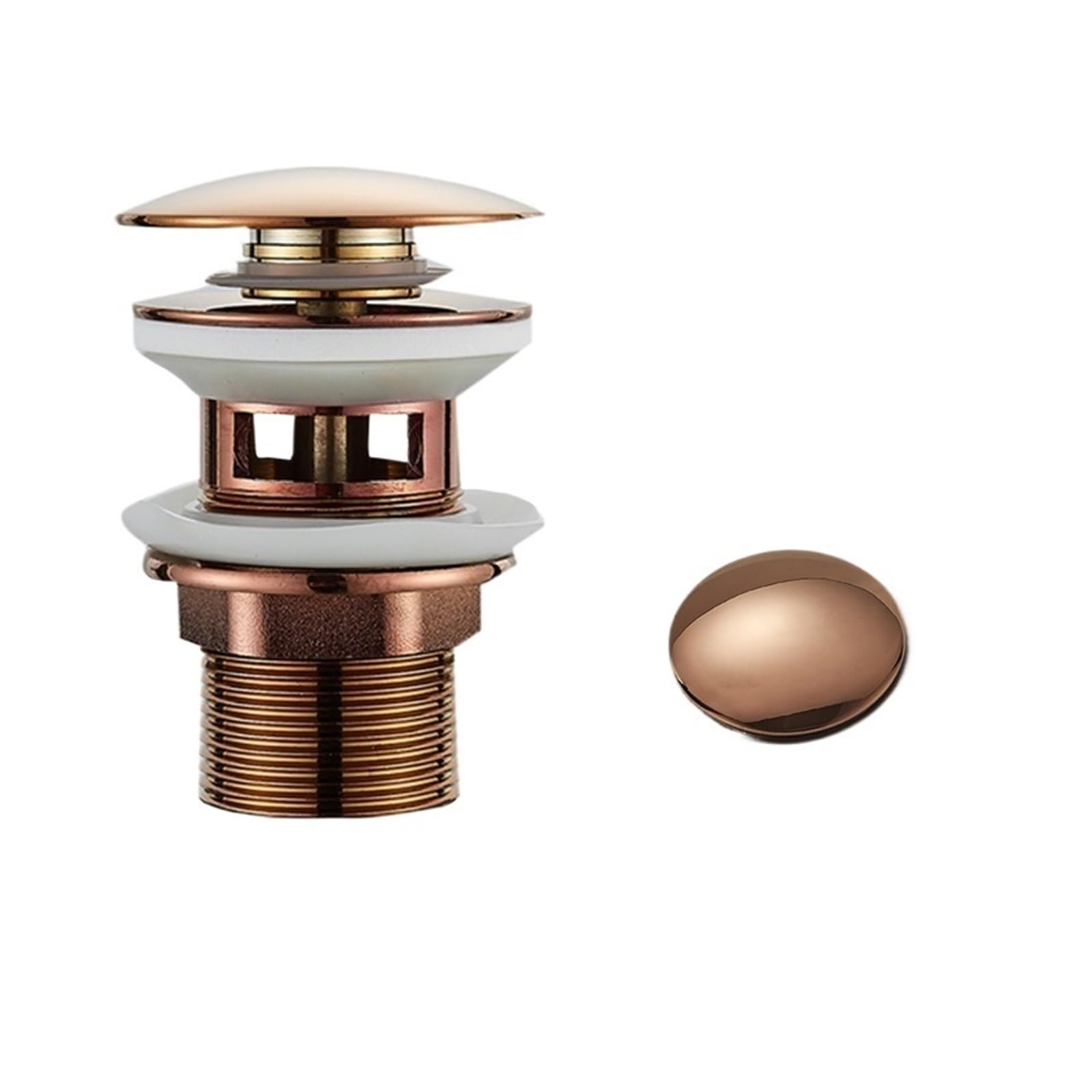 RJXCYOO Rose Gold Pop Up Sink Plug Drainer Siphon Waste Stopper Wash Basin Faucet Accessory Washbasin Pipe Black Gold Rose