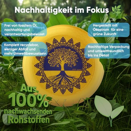 eurodisc 175g Gold Profi Ultimate Wettkampfscheibe - Sportfrisbee mit Stabiler Flugbahn über 100 m, aus nachwachsenden Rohstoffen, „Tree of Life“ Design