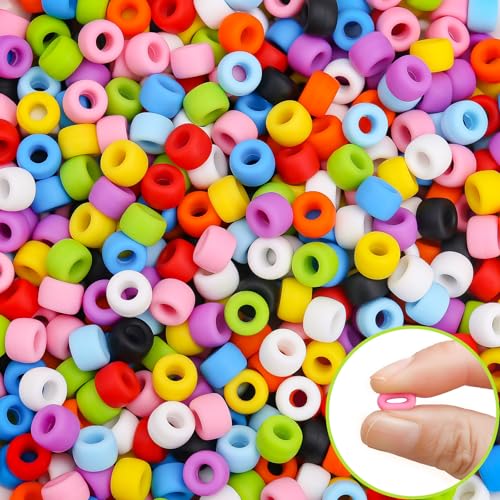 (禁止刷单) AUREHEN 300PCs Silicone Pony Beads 6 * 9mm Silicone Kandi Beads for Bracelet Making, Mixed Colors Soft Focal Bead for Hair Braiding, Pens, DIY Crafts, Key Chains Decor