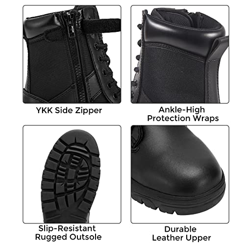 Wideway Tactical Boots For Men With Side Zipper Military & Combat Boot Heavy Duty Leather Work Boots And Hiking Boots Mens #TOP2