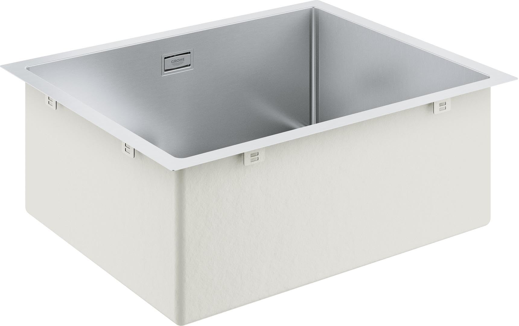 GROHE K700 - Kitchen Sink Top Mount or Flush Mount 1 Bowl 50 x 40 x 20 cm (Included: Waste Kit, Basket Strainer Waste, Mounting Set), Sink Dimensions 55 x 45 cm, Stainless Steel, 31726SD0