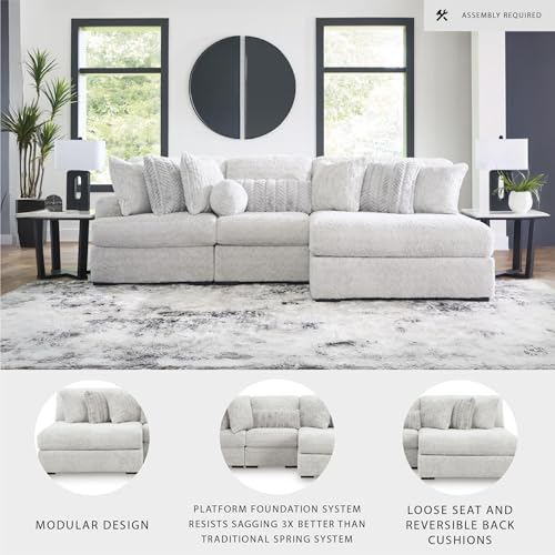 Image of Signature Design by Ashley Cuddlesome 3-Piece Modular Sectional Sofa, White
