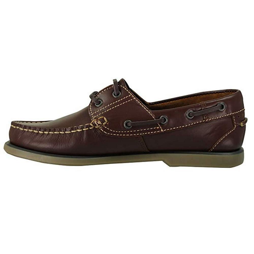 Dek Scarpe da barca in pelle marrone navy con lacci per Uomo
