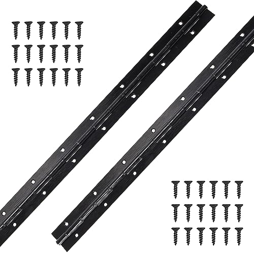 2-Pack 18Inch Black Continuous & Piano Hinges, 1.2" Open Width, 0.04" Thick Stainless Steel Hinge With Hole And Screws, Furniture Hinges For Cabinet Door Cases Storage Box #TOP25
