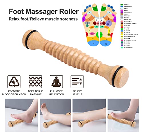 Pincomei 4In1 Wood Therapy Massage Tools.it Contains Wide Tooth Comb, Gua Sha, Massage Roller, Foot Massager.good Choice For Scalp Massager, Lymphatic Drainage Massager, Cellulite Massager, Foot Care #TOP2