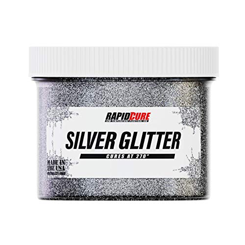 Rapid Cure® Silver Glitter Screen Printing Ink (8 oz.) - Silk Screen Ink for Fabric and Textiles, Non Phthalate Formula for Shirt Printing - Perfect Addition to Your Screen Printing Kit