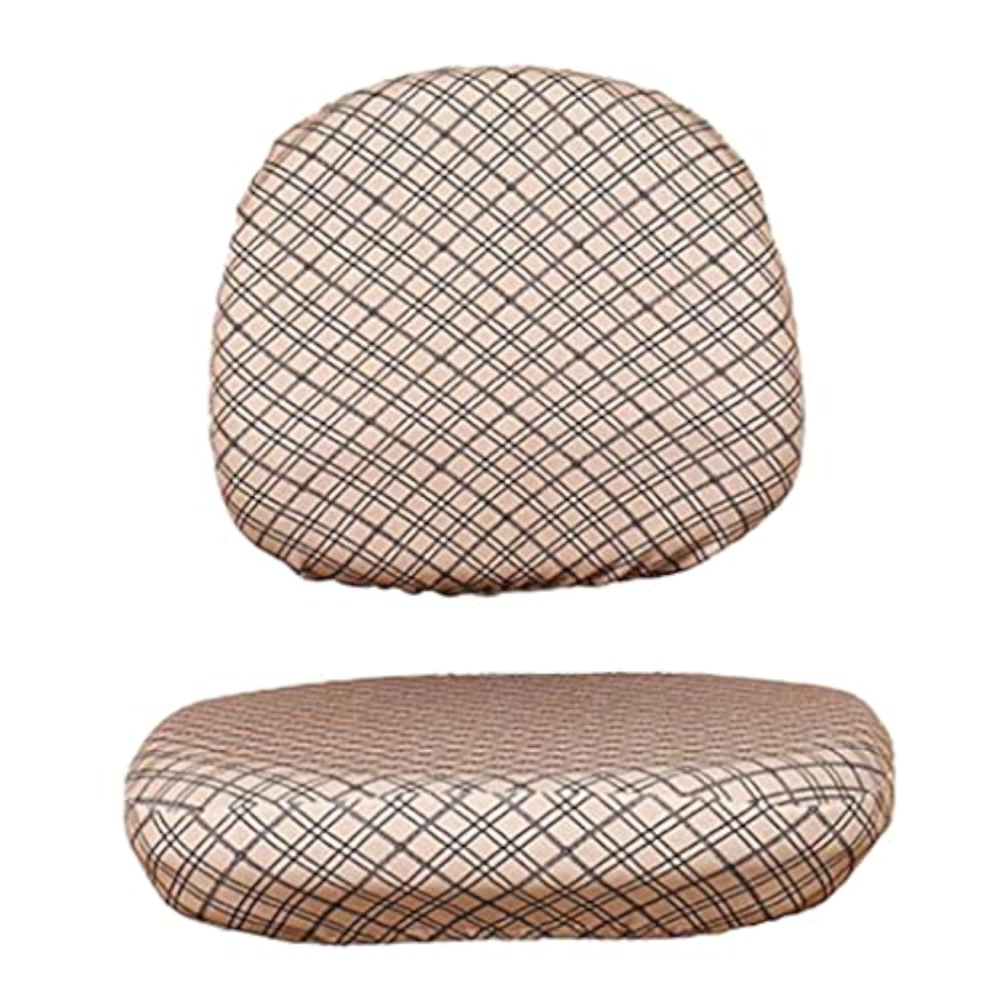 Elastic Office Computer Chair Cover, Grid Brown