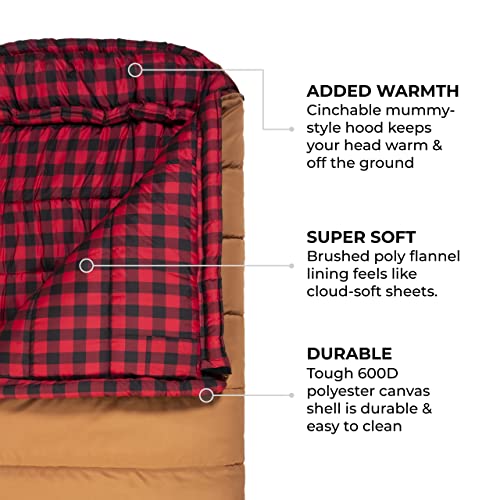 Teton Sports Deer Hunter Sleeping Bag; Warm And Comfortable Sleeping Bag Great For Camping Even In Cold Seasons; Brown, Right Zip #TOP3