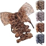 4Pair Satin Ribbon Shoe Laces for Sneakers, Fashion Leopard Print Ladies Exquisite Small Fresh Soft Satin Ribbon Flat Lace Shoelaces for Women Girls Shoestrings 4CM Wide