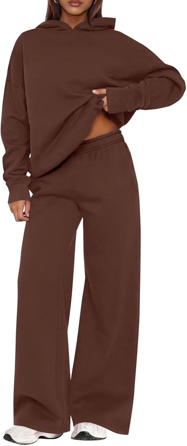 Women's 2 Piece Sets Outfits Casual Long Sleeve Sweatsuits Oversized Hoodies Wide Leg Sweatpants Fall Tracksuit