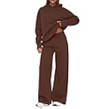 Baimiu Womens 2 Piece Outfits Lounge Hoodie Sweatsuit Sets Oversized Sweatshirt Wide Leg Pant Set Tracksuit Loungewear Travel