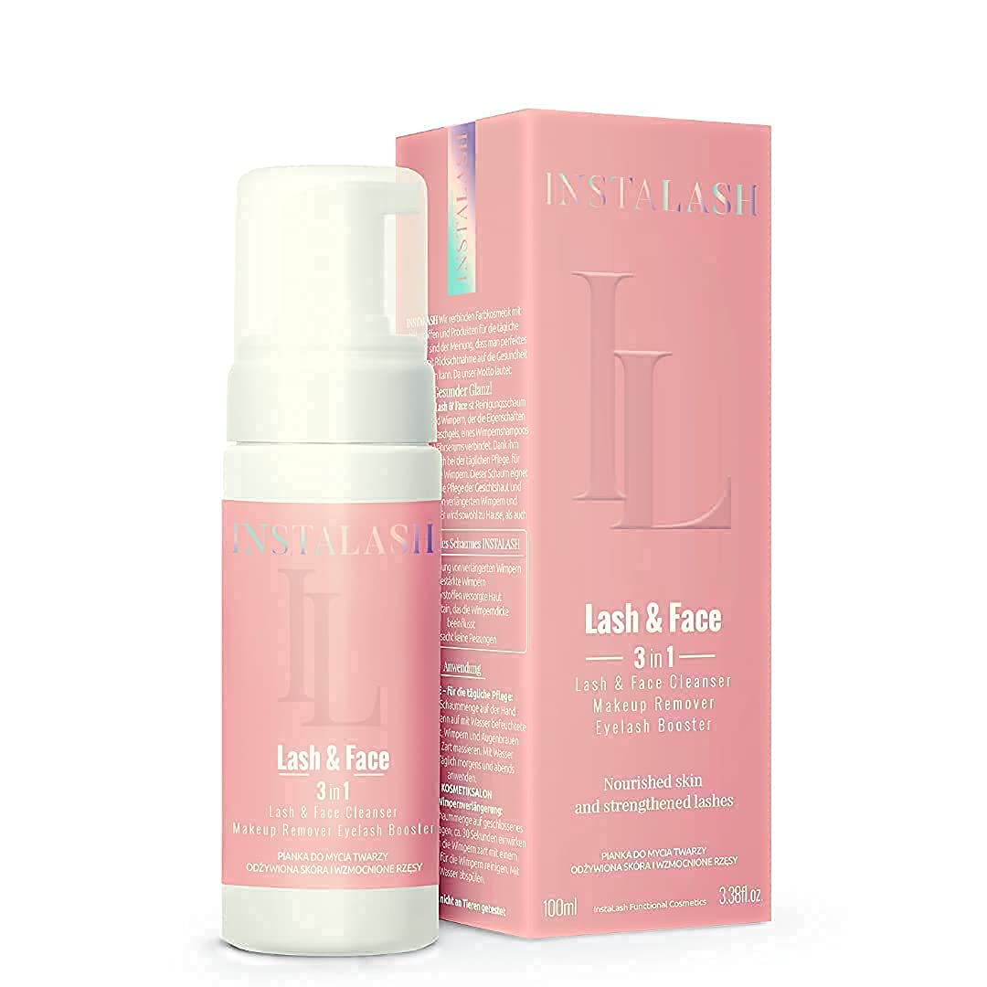 INSTALASHLash & Face Cleanser 100 ml, Cleansing Foam with Eyelash Conditioner, Lash Shampoo, Lash Cleanser, Eyelash Cleanser for Eyelash Extensions