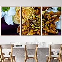 3 Piece Framed Canvas Wall Art Orange Blossom and Colorful Bouquet Canvas Prints Home Artwork Decoration for Living Room,Bedroom - 16