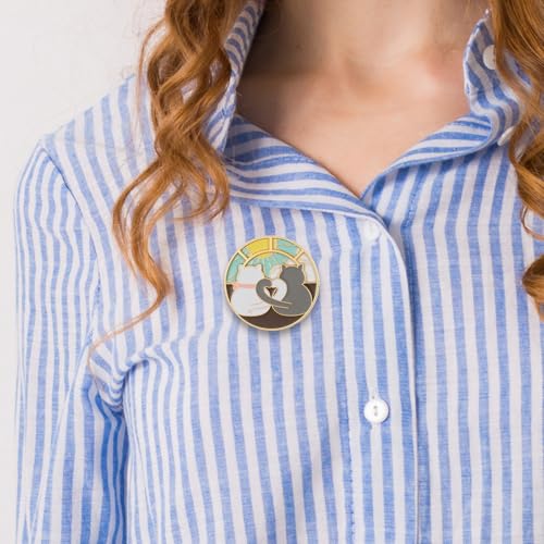 Image of Mabor Anime Cat Enamel Pin Rotatable Cute Couple Cats Alloy Metal Brooch Lapel Pins Cat Enamel Brooch Pins for Jackets Hats Decoration(1 Pcs)
