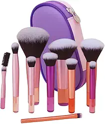 Kit 10 Pincéis de Maquiagem com Estojo Cerdas Sintéticas Macias, Portátil e Completo para Base, Pó, Blush, Corretivo e Sombras – Travel Size Ideal para Presente, Uso Diário e Adolescentes