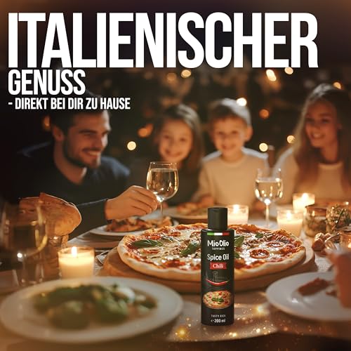 MioOlio Chiliöl 200 ml – aromatisiertes Öl mit intensiver Chili-Note – ideal zum Kochen, Braten, Grillen & Verfeinern – praktischer Dosierer – für Pasta, Pizza, Fleisch, Fisch, Gemüse & Salat