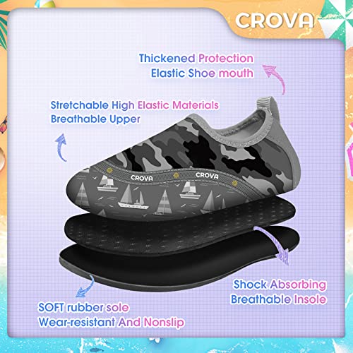 Image of CROVA Toddler Kids Water Shoes Quick Dry Aqua Socks Non-Slip Barefoot Sports Shoes for Boys Girls Toddler