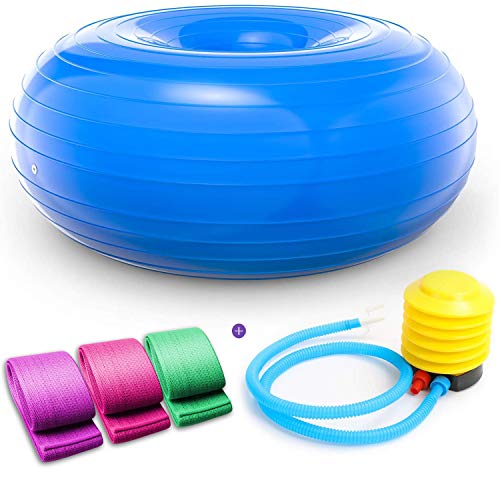 ACENDRATTI 3 Bandas Elasticas Gluteos y Pelota de Ejercicios, Pilates, Yoga, (50cm x 50cm x 28cm) Fitness, Crossfit, Ejercicios de Fuerza, Piernas, Brazos, Rehabititación, para el Embarazo