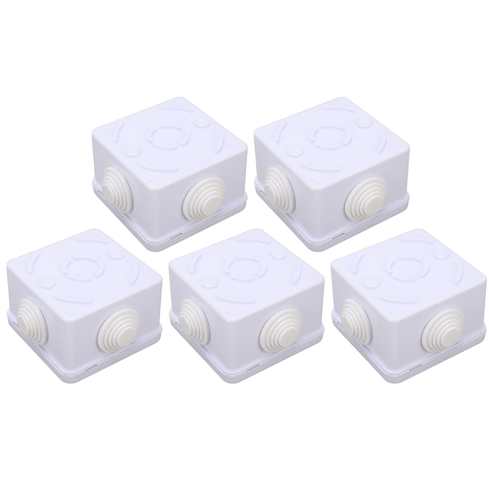 5Pcs Cable Box, IP55 Plastic Junction Wire Box with Rubber Plug, for CCTV and IP Camera Outdoor Use