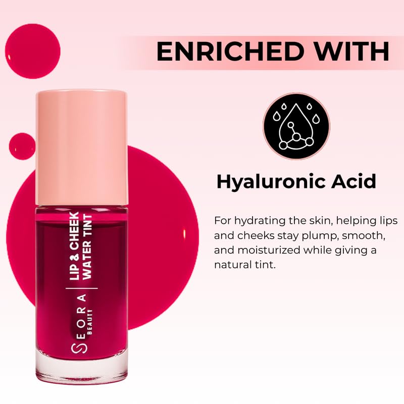 Image of Lip Tint Long Lasting Water Tint, Lip and Cheek Tint Cherry Shade - 6 ML | 24 Hour Wear, Long Lasting Liquid Blush & Lip Stain, Waterproof & Smudge Proof , Dewy Matte Finish