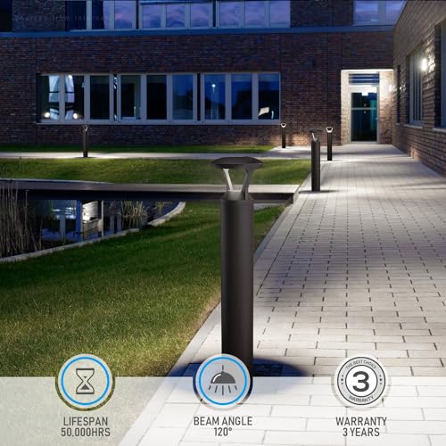 LEONLITE 3CCT LED Bollard Landscape Pathway Light, 42" 14W/19W/24W Adjustable Watts, 120V-277V Commercial Bollard Fixture, 0-10V Dimmable UL Listed Landscape Area Light, Open-Top by LEONLITE - Image 4
