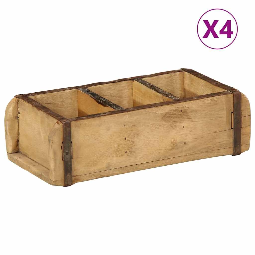 Generico Vassoio 4 PCS Marrone 30 x 14 x 9 cm Legno Recuperato Massello,Casa e Giardino,Forniture domestiche,Immagazzinamento e organizzazione,Borse per la casa,Marrone,5.5 kg,4019613