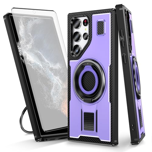 Protection Samsung S22 Ultra 5G Anti-chute à Anneau de Maintien et Verre Trempé Écran 6.8 Pouces